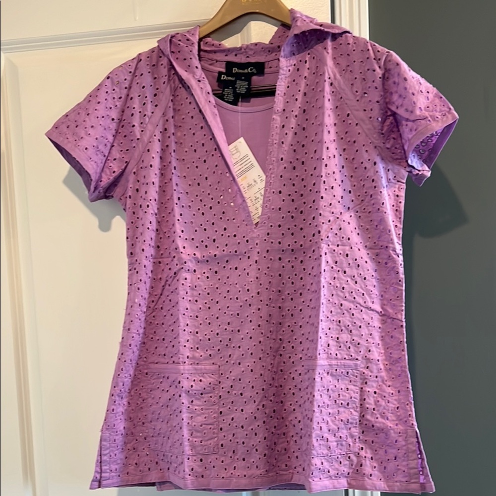 Denim&Co Purple Embellished Polo Hoodie